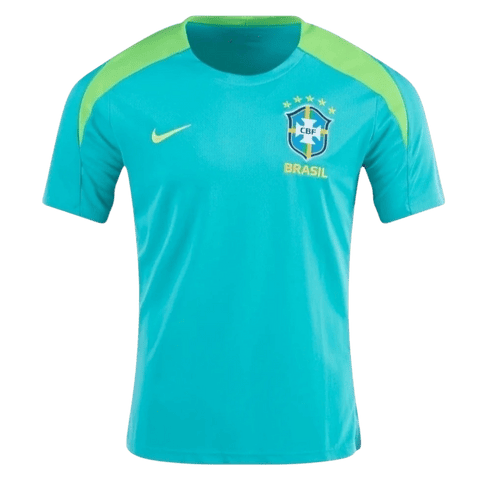 Camisa Seleção Brasileira Treino 24_25 - Torcedor Nike Masculina - Azul com detalhes em verde