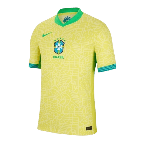 Camisa Seleção Brasileira I 2425 - Torcedor Nike Masculina - Amarela com detalhes em verde