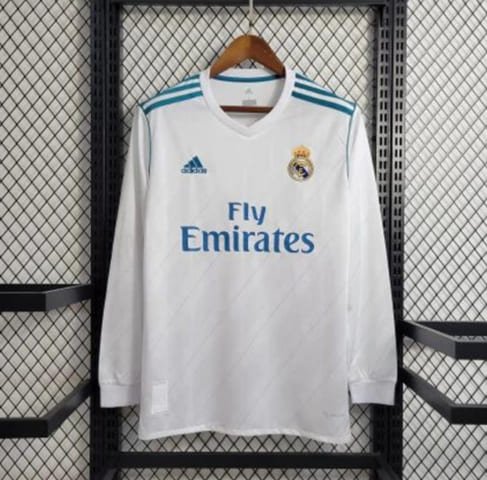 Camisa Real Madrid Titular 2017 - Manga Longa Retrô